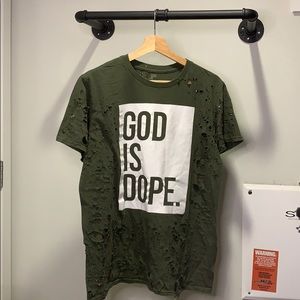 Medium God is Dope Distressed T-Shirt